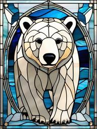 Stained Glass Polar Bear - Embrace the Arctic charm with stained glass polar bear designs, featuring these majestic creatures in a winter-inspired palette.  