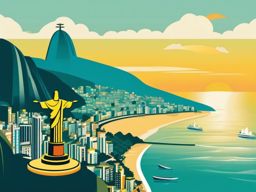 Rio de Janeiro clipart - Christ the Redeemer and Copacabana Beach, ,color clipart vector style