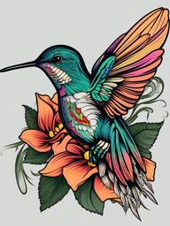 hummingbird skeleton tattoo  simple vector color tattoo