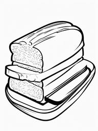 Food Coloring Pages - Sliced loaf of bread with butter on the side  simple coloring pages