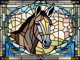 Stained Glass Donkey - Donkey with gentle expression  