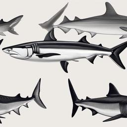 drawing of salmon shark  minimal rough sketch scribbles,doodles,black and white