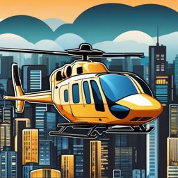 Cityscape and Helicopter Emoji Sticker - Cityscape views from a helicopter, , sticker vector art, minimalist design