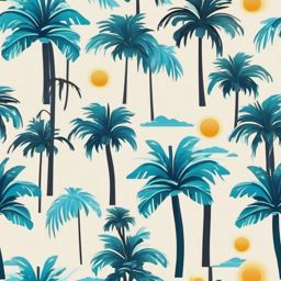 Tropical Lagoon and Palm Trees Emoji Sticker - Azure oasis with swaying palms, , sticker vector art, minimalist design