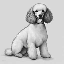 drawing of a Poodle dog  minimal rough sketch scribbles,doodles,black and white