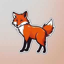 Red Fox Sticker - A sleek red fox with a bushy tail, ,vector color sticker art,minimal