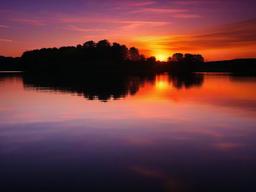 Sunset Wallpaper - Sun setting on calm lake surface.  sunset background