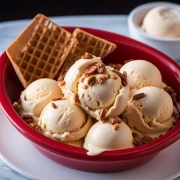 butter pecan praline ice cream savored at a classic 1950s-style drive-in diner. 