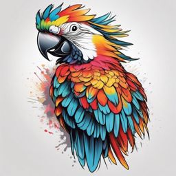 Cockatoo tattoo, Vibrant cockatoo tattoo, representing communication and expression. , tattoo color art, clean white background