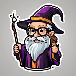 Wacky Wizard sticker- Spellbinding Humor, , sticker vector art, minimalist design