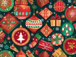 Christmas Background - Festive Holiday Decorations and Gifts wallpaper splash art, vibrant colors, intricate patterns