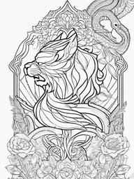 Chimera Coloring Pages - Fire-Breathing Lion, Goat, and Snake Creature  minimal black outline printable sheet, coloring page