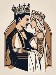 King and Queen Chess Tattoo - Strategically place symbols of love.  minimalist color tattoo, vector