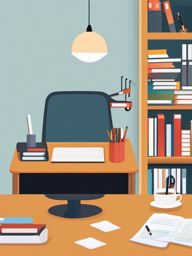 Desk Sticker - Organizing tasks and study sessions at the sturdy and spacious desk, , sticker vector art, minimalist design