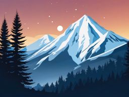 Snowy mountain sticker- Majestic and snowy, , sticker vector art, minimalist design