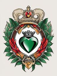 traditional claddagh tattoo  simple color tattoo,minimal,white background