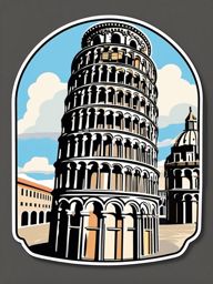 Pisa Tower sticker- Leaning tower in the iconic Piazza dei Miracoli, , sticker vector art, minimalist design