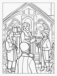 Christmas Caroler Coloring Pages - Singing in the Festive Spirit  minimal black outline printable sheet, coloring page