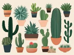 Cactus Clipart - Desert plants for Southwestern themes  minimal design