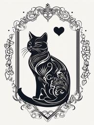 Cat Lover Tattoo - Tattoo expressing love and passion for cats.  minimal color tattoo, white background