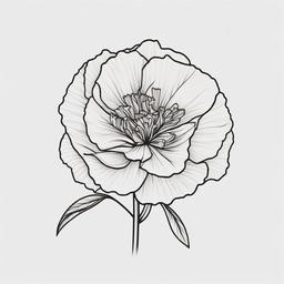 Carnation Flower Outline Tattoo,Beauty of simplicity in a carnation flower outline tattoo, capturing the essence of clean and elegant design.  simple color tattoo,minimal vector art,white background