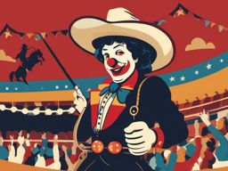 Rodeo Rodeo Clown Entertainment Clipart - A rodeo clown entertaining the crowd during a rodeo event.  color vector clipart, minimal style