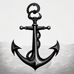 Anchor Tattoo - A classic anchor tattoo on a sailor's forearm  few color tattoo design, simple line art, design clean white background