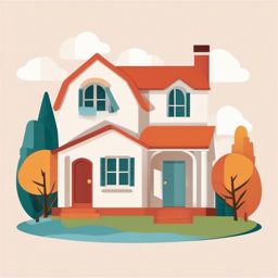 Home Clipart - Simple house clipart for the homepage or main menu,  color vector clipart, minimal style