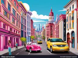 Barbie clipart - Barbie exploring a city  clipart