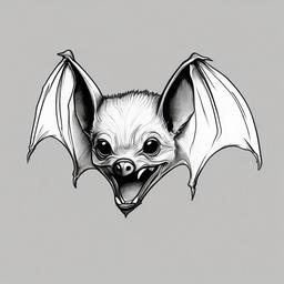 drawing of a vampire bat  minimal rough sketch scribbles,doodles,black and white