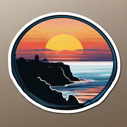 Newport Cliff Walk sticker- Scenic trail along the coast in Newport, Rhode Island, , sticker vector art, minimalist design