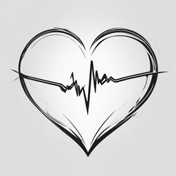 Broken Heartbeat Tattoo - Symbolize strength and recovery with a tattoo featuring a broken heartbeat line.  simple vector color tattoo,minimal,white background