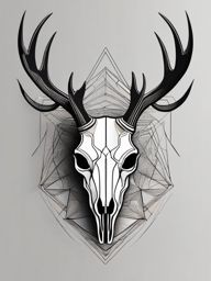 Essential lines form a deer skull, minimalistic and symbolic.  simple color tattoo style