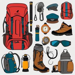 Alpine Hiking Gear clipart - Specialized gear for alpine hikes, ,vector color clipart,minimal