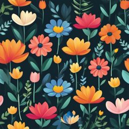 Clip Art with Flowers,Decorating a nature-themed website  simple, 2d flat