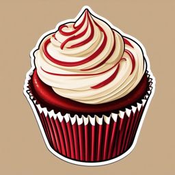 Red Velvet Cupcake Elegance sticker- Moist and velvety red velvet cupcakes topped with a swirl of cream cheese frosting. A classic with a touch of sophistication., , color sticker vector art