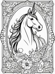 Unicorn Princess Coloring Pages - Royal Unicorn with a Crown  minimal black outline printable sheet, coloring page