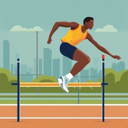 High Jump Bar Clearance Clipart - A high jumper successfully clearing the bar.  color vector clipart, minimal style