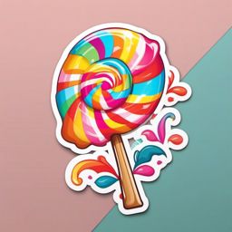 Lollipop Sticker - Sugary treat, ,vector color sticker art,minimal