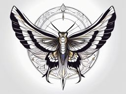 Swallowtail kite tattoo soaring through celestial realms.  color tattoo style, minimalist design, white background