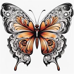 Butterfly tattoo,A timeless symbol of transformation and beauty in tattoo art. , color tattoo design, white background