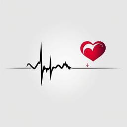 Heartbeat with Heart Tattoo Designs - Create a charming and symbolic tattoo by combining a heartbeat line with a heart.  simple vector color tattoo,minimal,white background