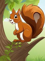 Squirrel cartoon - tree-dwelling animal with a bushy tail  