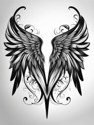 angel wings tattoo black and white design 