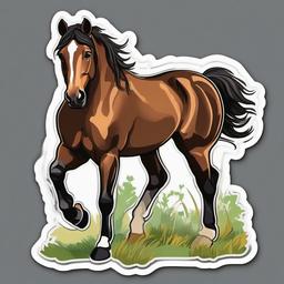 Irish Draught Horse cartoon - versatile, hardy horse breed  cartoon sticker style