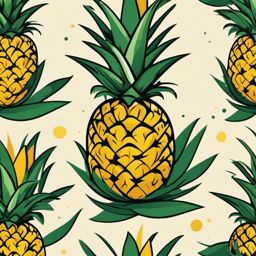 Pineapple Clipart - A whole ripe pineapple with its crown.  color vector clipart, minimal style