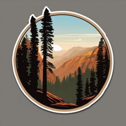 Kings Canyon National Park sticker- Rugged landscape and giant sequoia trees in California, , sticker vector art, minimalist design