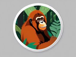 Borneo Orangutans sticker- Indigenous orangutans in the rainforests of Borneo, , sticker vector art, minimalist design