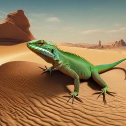 Lizard Clipart in a Desert,Enigmatic lizard in the arid desert landscape, embodying transformation and regeneration. 