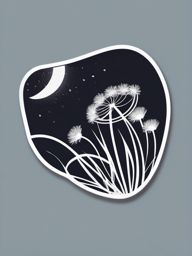 Windblown dandelion sticker- Whimsical and carefree, , sticker vector art, minimalist design